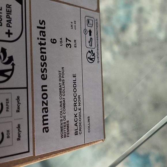 Amazon Essentials Women's Collins Lace-Up Combat Boot Black Croco - Picture 5 of 6